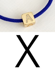 Fashion X Royal Blue Cubic Zirconia Alphabet Woven Rope Bracelet
