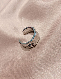 Fashion Silver Irregular Concave Geometric Open Ring