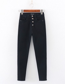 Fashion Black Four-button High-rise Skinny High-stretch Jeans