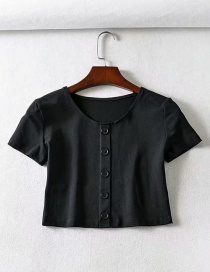 Fashion Black Short-sleeved T-shirt On The Chest
