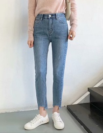 Fashion Denim Blue Ripped Washed Small Jeans