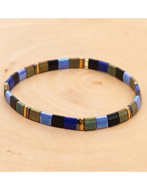 Fashion Royal Blue Rice Beads Woven Contrast Metal Bracelet
