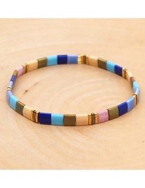 Fashion Color Rice Beads Woven Contrast Metal Bracelet