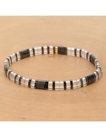 Fashion Black And White Alloy Beaded Woven Bead Crystal Bracelet