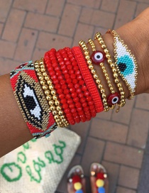 Fashion Red Hand Woven Rice Beads Eye Ball Bracelet Set