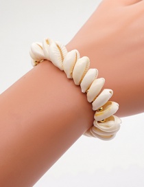 Fashion White Hand-woven Gold Bead Natural Shell Bracelet