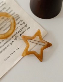 Fashion Pentagram-yellow Coffee Geometric Resin Pentagram Hollow Hair Clip
