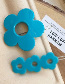 Fashion Big Flower-blue Resin Flower Geometry Hollow Hair Clip