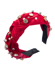 Fashion Red Knotted Wide Bead Hoop With Diamond Beads