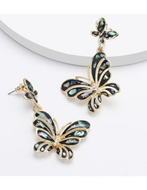 Fashion Black Multi-layer Butterfly Alloy Oil Drop Diamond Earrings