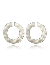 Fashion Silver Glossy Irregular Concave Circle Pierced Earrings