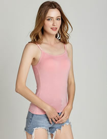 Fashion Pink Modal Bottoming Shirt With Chest Pad Camisole Without Steel Rims