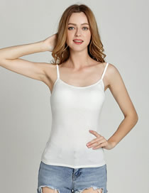 Fashion White Modal Rimless Strapless Shirt With Chest Pads