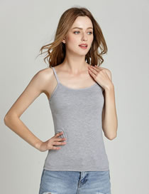 Fashion Gray Modal Rimless Strapless Shirt With Chest Pads