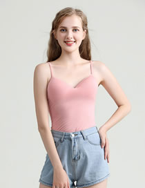 Fashion Pink Modal One-piece Rimless Camisole With Chest Pad