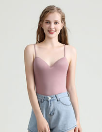 Fashion Purple Modal One-piece Rimless Camisole With Chest Pad