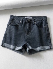 Fashion Black Washed Back Pointed Pocket Denim Shorts