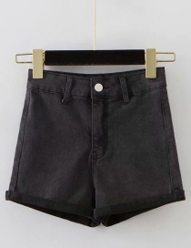 Fashion Gray Washed Curled A-line Shorts