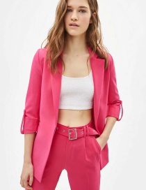 Fashion Rose Red Rolled Sleeve Suit