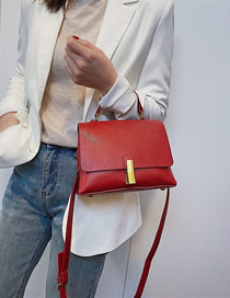 Fashion Red Locked Flap Crossbody Shoulder Bag