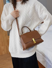 Fashion Brown Locked Flap Crossbody Shoulder Bag