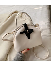 Fashion Creamy-white Geometric Buckle Shoulder Bag