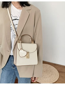 Fashion Creamy-white Lock Flap Love Crossbody Shoulder Bag