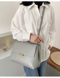 Fashion Gray Blue Flap Lock Solid Color Shoulder Bag