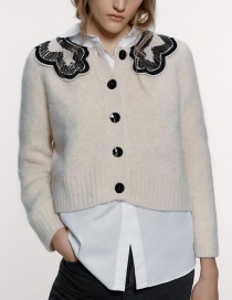 Fashion Creamy-white Mohair Collar Single Breasted Coat