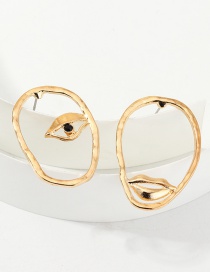 Fashion Golden Alloy Geometric Cutout Eye Lip Earrings