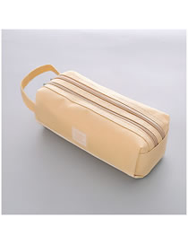 Fashion Beige Large Capacity Pencil Case With Stitching Letters