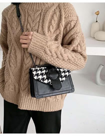 Fashion Black And White Houndstooth Houndstooth Chain Contrast Shoulder Bag