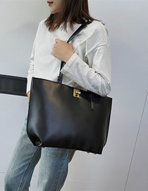 Fashion Black Pu Soft Face Lock Shoulder Crossbody Bag