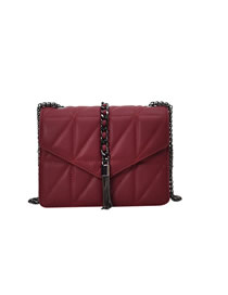 Fashion Red Gun Color Hardware Chain Embroidered Fringed Shoulder Bag