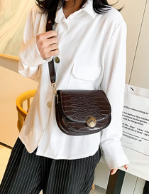 Fashion Coffee Color Croc-print Half-lock Buckle Crossbody Bag