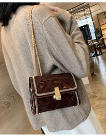 Fashion Coffee Color Lacquered Chain And Chain Shoulder Bag