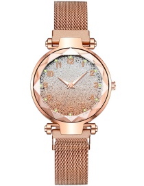 Fashion Rose Gold Gradient Digital Luminous Iron Stone Star Watch