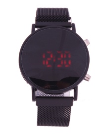 Fashion Black Watch Led Cold Light Suction Iron Mesh With Electronic Watch