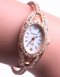 Fashion Gold (diamond) + White Bracelet With Steel Band And Diamonds