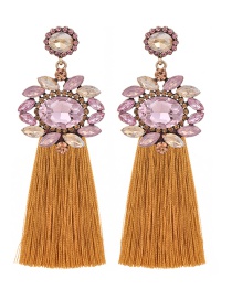 Fashion Pink + Ginger Alloy Rhinestone Geometric Tassel Stud Earrings