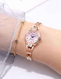 Fashion Rose Gold With Powder Diamond Bracelet Watch