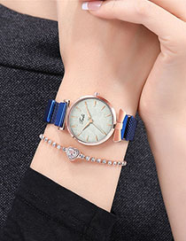 Fashion Blue Foliage Quartz Watch With Magnet
