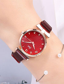 Fashion Red Digital Face Quartz Magnet Watch