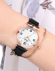 Fashion Black Diamond Watch With Diamond Magnet