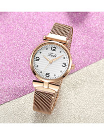 Fashion Rose Gold With White Surface Diamond Watch With Diamond Magnet