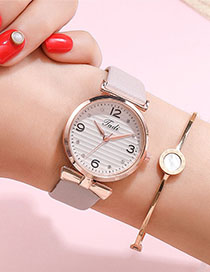 Fashion Beige Women's Quartz Strap Watch With Digital Face
