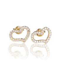 Fashion Gold-plated White Zirconium Copper Plated White Zirconium Color Zirconium Twisted Heart-shaped Stud Earrings