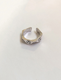 Fashion Smiley (opening) Silver Metal Letter Smiley Ring