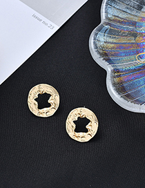 Fashion Golden  Silver Pin Geometric Metal Matte Love Round Earrings