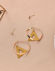 Fashion Yellow Geometric Ring Stitching Frosted Cutout Triangle Earrings